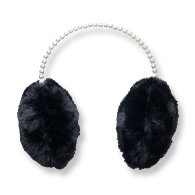 Pearl Earmuffs - Soigne Luxury Accessories - Earmuffs - Soigne Luxury Accessories - black pearl earmuff - Soigne Luxury Accessories -