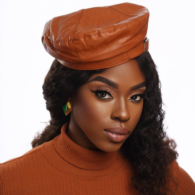 The Leather Beret In Tan - Soigne Luxury Accessories - Hats - Soigne Luxury Accessories - Soigne Luxury Accessories -