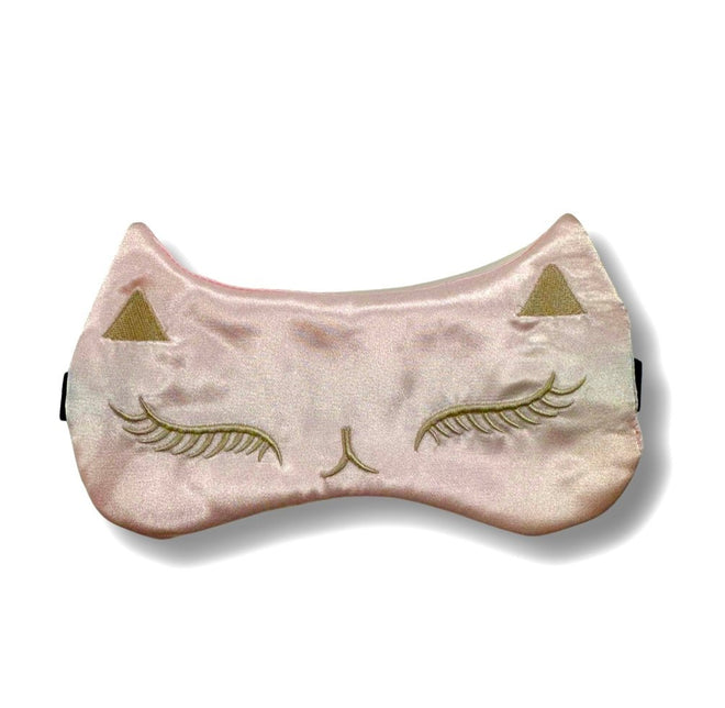 The Meow Satin Eye Mask In Blush - Soigne Luxury Accessories - Soigne Luxury Accessories - Soigne Luxury Accessories -