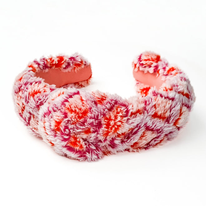 Diamond Pink Chunky Cable Knit Knotted Headband