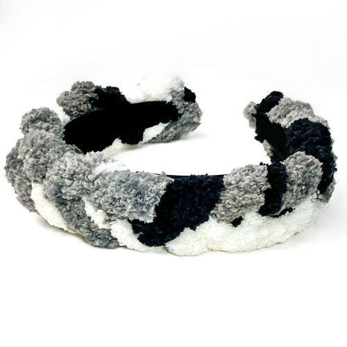 Black and White Chunky Cable Knit Headband