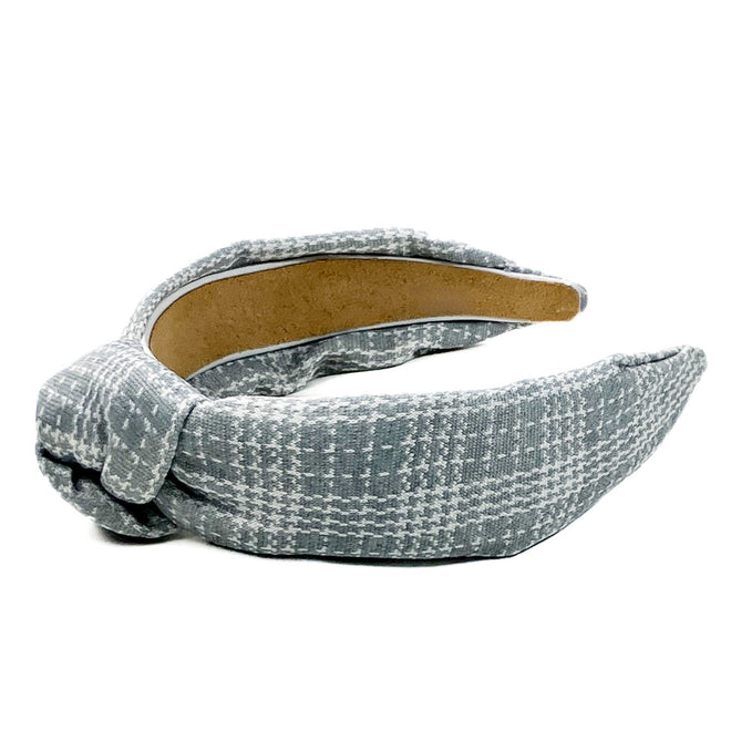 Business Casual Plaid Knotted Headband - Soigne Luxury Accessories - Soigne Luxury Accessories - greybizcasualplaidfall23 - Soigne Luxury Accessories -