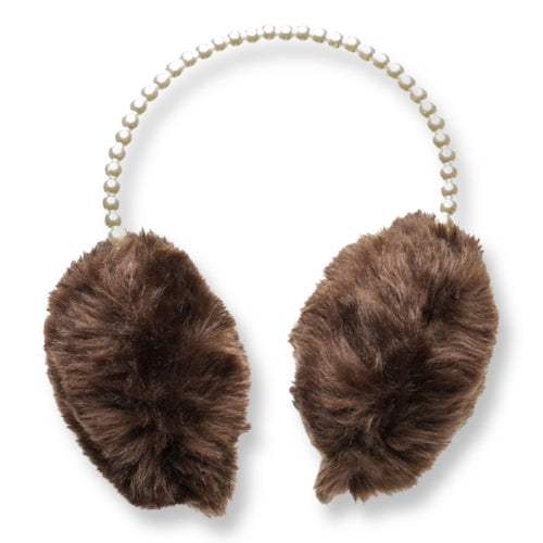 Pearl Earmuffs - Soigne Luxury Accessories - Earmuffs - Soigne Luxury Accessories - brown pearl ear muff - Soigne Luxury Accessories -