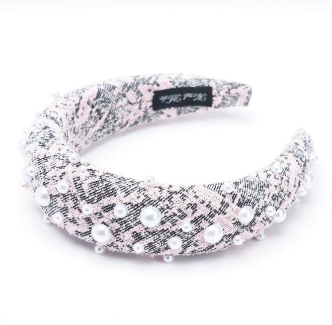 Plush Pearl Tweed Headband - Soigne Luxury Accessories - Headbands - Soigne Luxury Accessories - plush tweed pearl headband-3 - Soigne Luxury Accessories -
