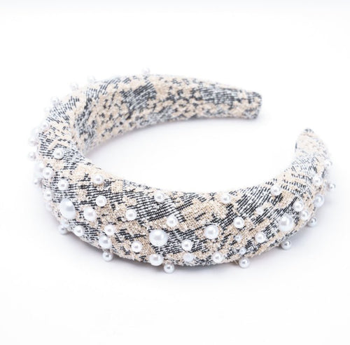 Plush Pearl Tweed Headband - Soigne Luxury Accessories - Headbands - Soigne Luxury Accessories - plush tweed pearl headband-2 - Soigne Luxury Accessories -