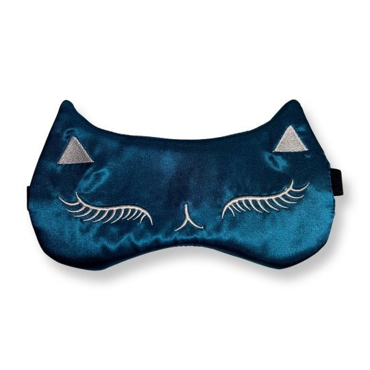 The Meow Satin Eye Mask In Blue - Soigne Luxury Accessories - Soigne Luxury Accessories - Soigne Luxury Accessories -