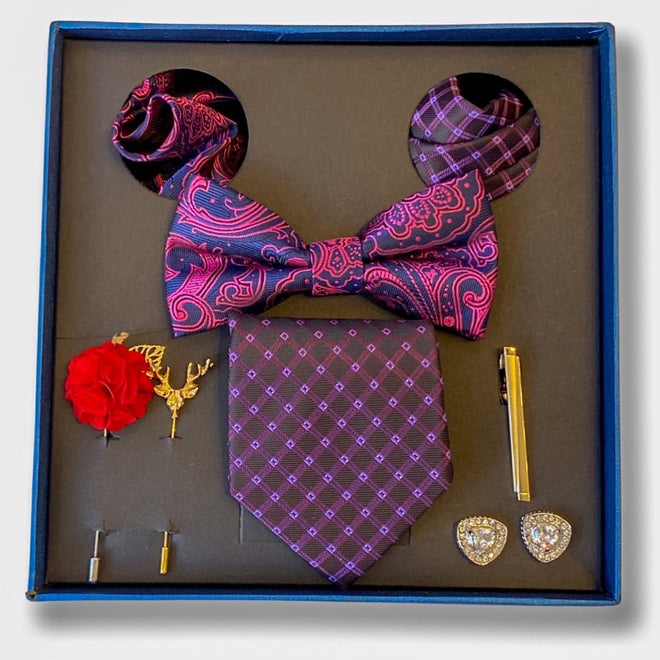 The Monsieur Box Set - Soigne Luxury Accessories - Neckties - Soigne Luxury Accessories - purple mens gift set - Soigne Luxury Accessories -