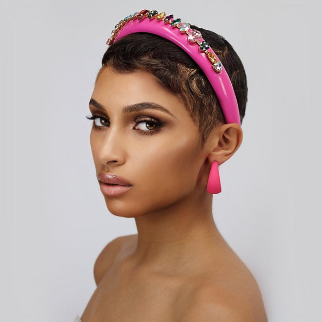The Neon Rainbow Headband in Pink - Soigne Luxury Accessories - Soigne Luxury Accessories - Soigne Luxury Accessories -